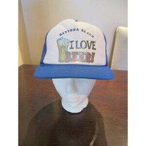 Vintage I Love Beer Snapback Hat Mesh Trucker Daytona Beach 80s 90s One Size